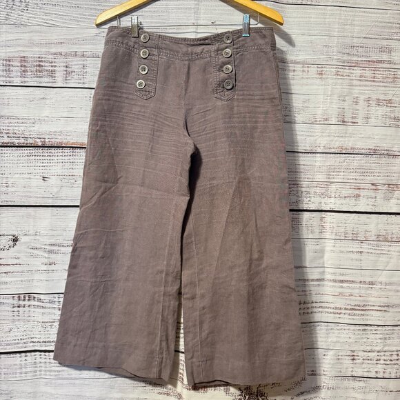 Anthropologie Pants - ANTHROPOLOGIE ELEVENSES Cropped Wide Leg Dusty Purple Linen Pants